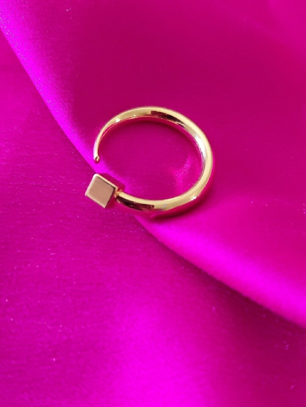 Vita Fede Gold Tone Cubo Ring Size 4 Signed Minimalist Designer